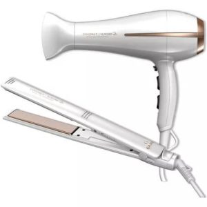 Plancha + Secador Gama Coco & Almond Kit 143432 Blanco
